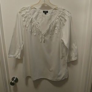 White 3/4 length sleeve blouse